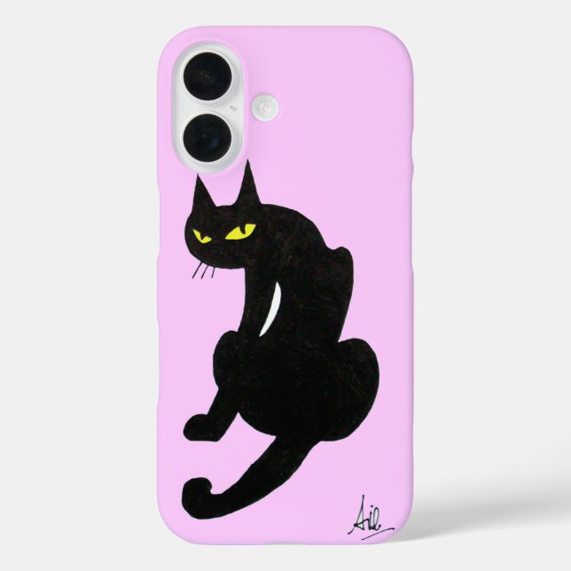 SCHWARZE CAT NINJA Pink Lilac iPhone 16 Hülle (Rückseite)