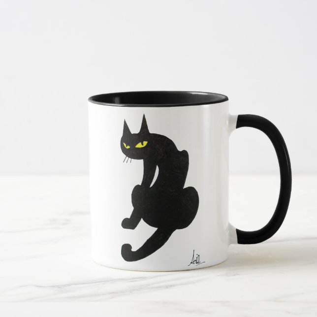 SCHWARZE CAT NINJA Weiß Tasse (Rechts)