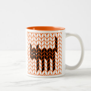 SCHWARZE CAT-STRICK Orange Zwei-Tonen-Tasse Zweifarbige Tasse