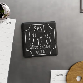 Schwarze Chalkboard-Hochzeit speichert das Date Ma Magnet