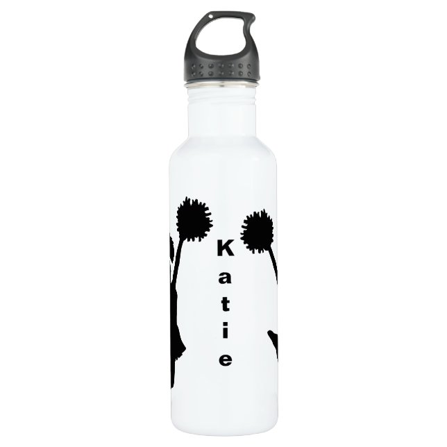 Schwarze Cheerleader-Gewohnheit Trinkflasche (Vorderseite)