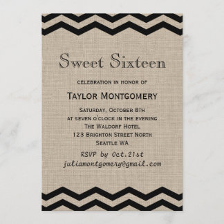 Schwarze Chevronen zur Einladung von Burlap 16 . G