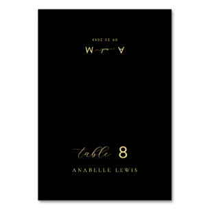 Schwarze Chic Monogramm Gast Namens Hochzeit Platz Tischnummer