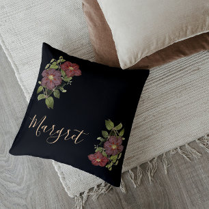 Schwarze chic stilvolle Blumen Eleganz  Kissen