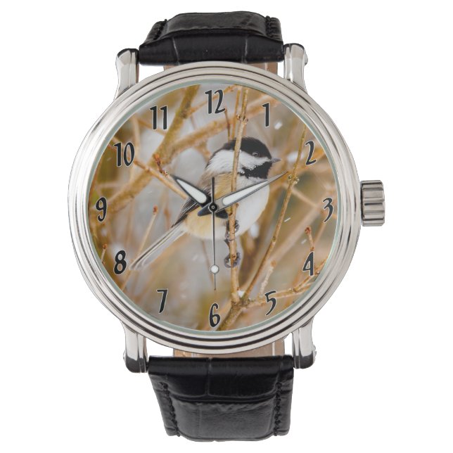 Schwarze Chickade - Original-Foto Armbanduhr (Vorderseite)