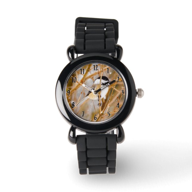Schwarze Chickade - Original-Foto Armbanduhr (Vorderseite)