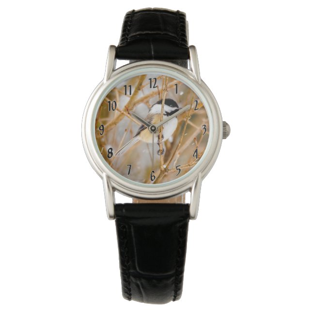 Schwarze Chickade - Original-Foto Armbanduhr (Vorderseite)
