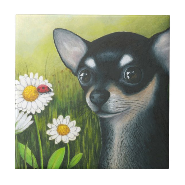 Schwarze Chihuahua des Hund79 Fliese (Vorderseite)