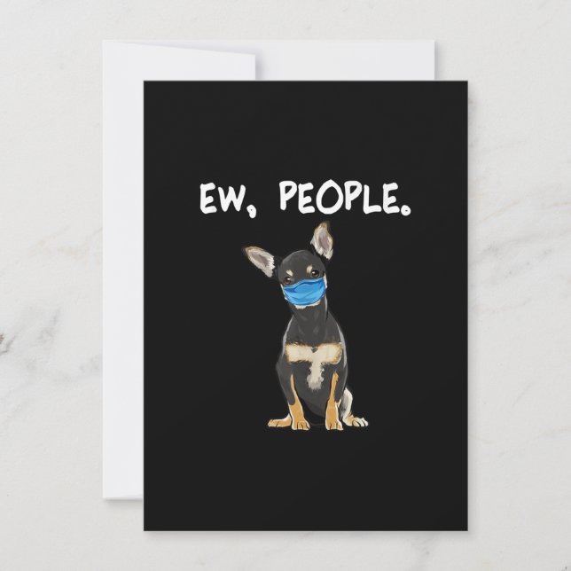 Schwarze Chihuahua Neugeborene tragen Gesichtsmask Dankeskarte (Vorderseite)