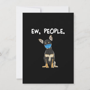 Schwarze Chihuahua Neugeborene tragen Gesichtsmask Dankeskarte