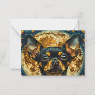 Schwarze Chihuahua-Welpen-Hund-Notizkarte Mitteilungskarte