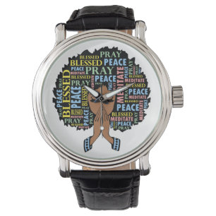 Schwarze Christliche Melanin Frauen beten Armbanduhr