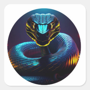 schwarze Cobra Schlange in deinem Gesicht Quadratischer Aufkleber