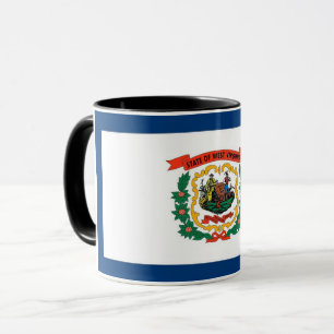 Schwarze Combo-Tasse mit der Flagge von West Virgi Tasse