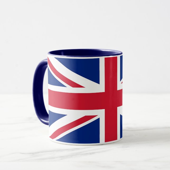 Schwarze Combo-Tasse mit Flagge des Vereinigten Kö Tasse (Vorderseite Links)