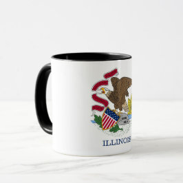 Schwarze Combo-Tasse mit Flagge von Illinois, USA Tasse