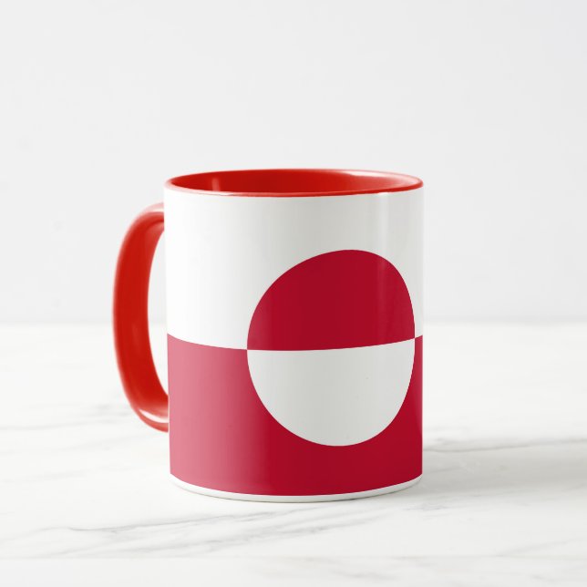 Schwarze Combo-Tasse mit grönländischer Flagge Tasse (Vorderseite Links)