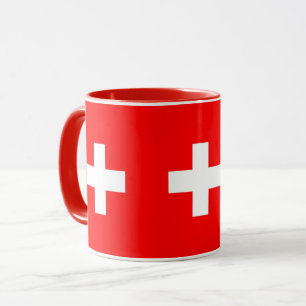 Schwarze Combo-Tasse mit Schweizer Flagge Tasse