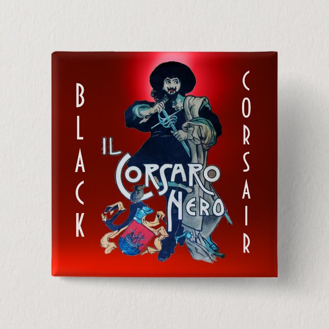 SCHWARZE CORSAIR-Perle rot Button (Vorderseite)