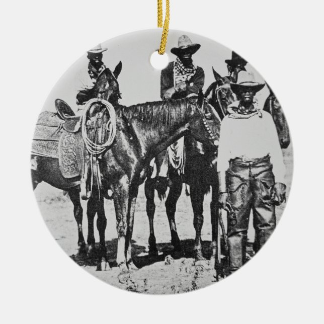 Schwarze Cowboys bei Bonham, Texas, c.1890 (b/w Keramikornament (Vorne)