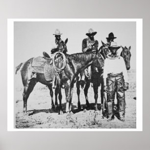 Schwarze Cowboys bei Bonham, Texas, c.1890 (b/w Poster