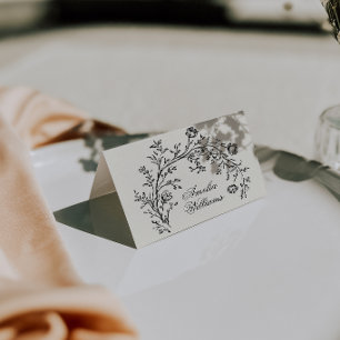 Schwarze Creme Blumen Boho Hochzeit Platzkarten Tischnummer