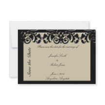 Schwarze Creme florale Embossed Wedding Save the D