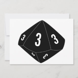Schwarze D10-Tischnummernkarte Einladung