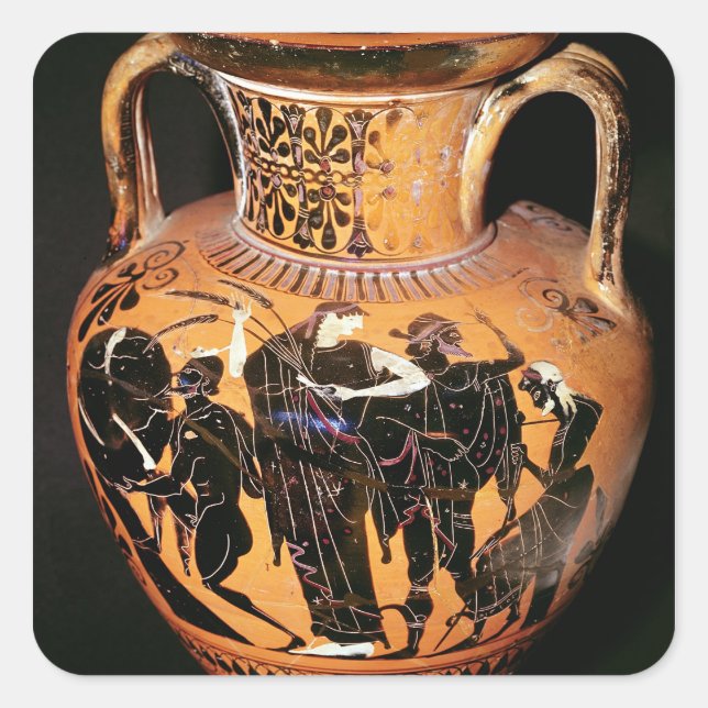 Schwarze Dachvase Quadratischer Aufkleber (Vorderseite)