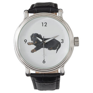 Schwarze Dackel Cocker Spanisch Welpenfotografie Armbanduhr
