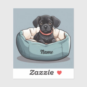 Schwarze Dackel im Dog-Bed anpassen Aufkleber