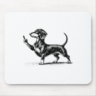 Schwarze Dackel mit Mittelfinger Mousepad