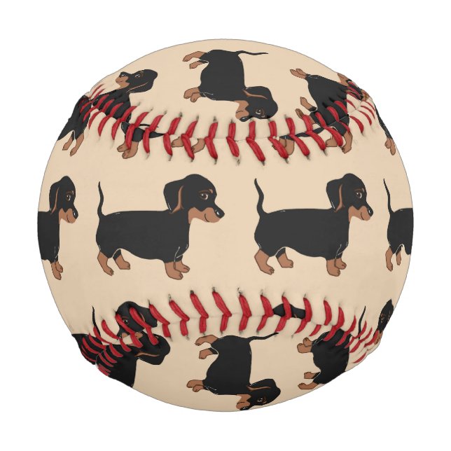 Schwarze Dackeln Muster Baseball (Vorderseite)