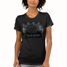 Schwarze Dahlie auf Schwarzrückseiten-T - Shirt