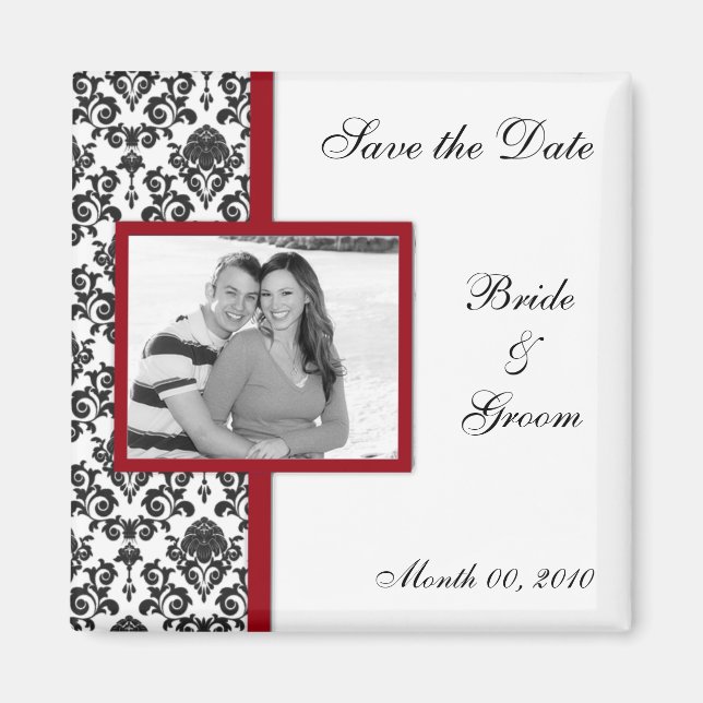 Schwarze Damaskus-Save the Date Foto-Magnete Magnet (Vorne)