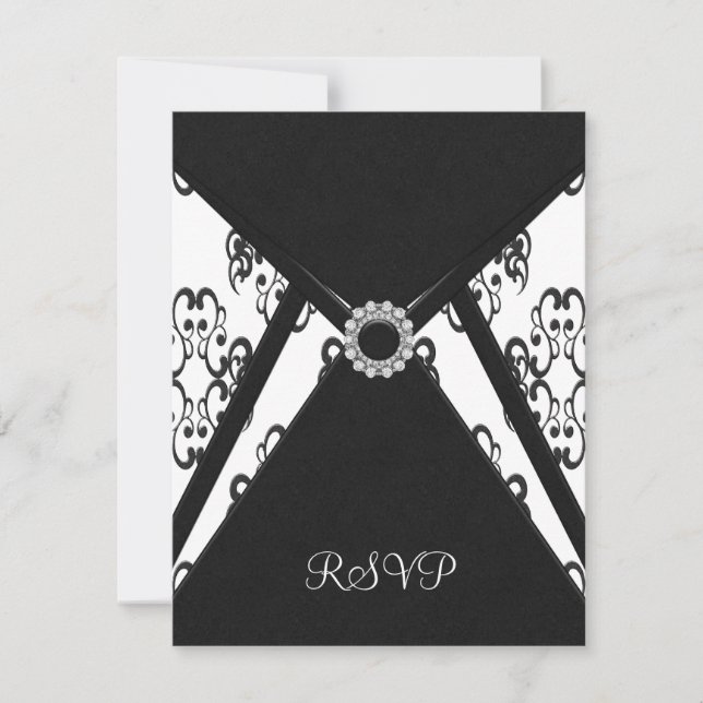 Schwarze Damaskus, weiße RSVP-Karte RSVP Karte (Vorderseite)