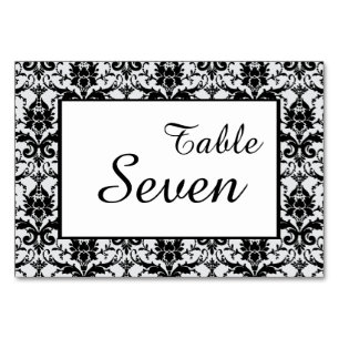 Schwarze Damast-Rand-Hochzeit Tischnummer