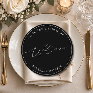Schwarze Dankeskarten für die Hochzeitsempfangstis Programm