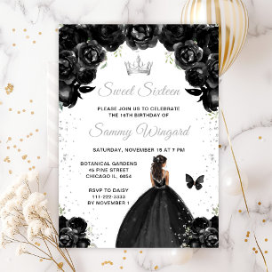 Schwarze Dark Skin Prinzessin Sweet Sixteen Einladung