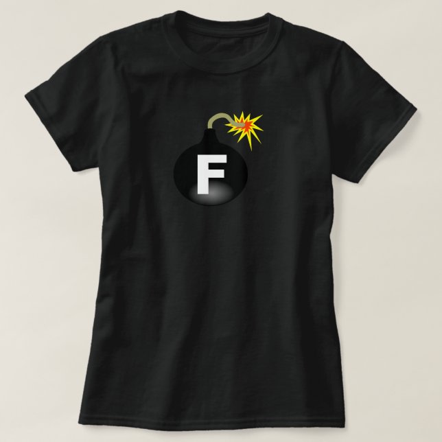 Schwarze das f-Bombe der Frauen T-Shirt (Design vorne)