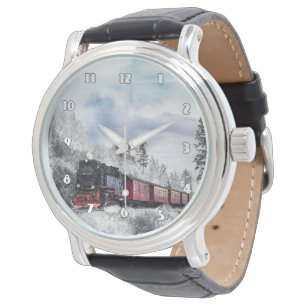 Schwarze der Lederband-Uhr der sich fortbewegenden Armbanduhr