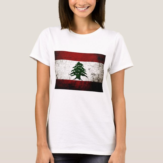 Schwarze der Schmutz-Libanon-Flagge T-Shirt (Vorderseite)