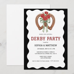 Schwarze Derby-Party-Einladung Elegantes Hufeisen Einladung