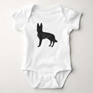 Schwarze Deutsche Schäferhund-Cartoon-GSD-Hunde-Il Baby Strampler