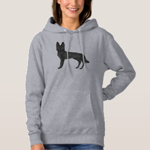 Schwarze Deutsche Schäferhund-Comic-GSD-Hunde-Zeic Hoodie