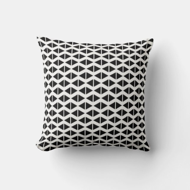 Schwarze Diamanten Abstrakt Print Minimalistisch Kissen (Vorderseite)