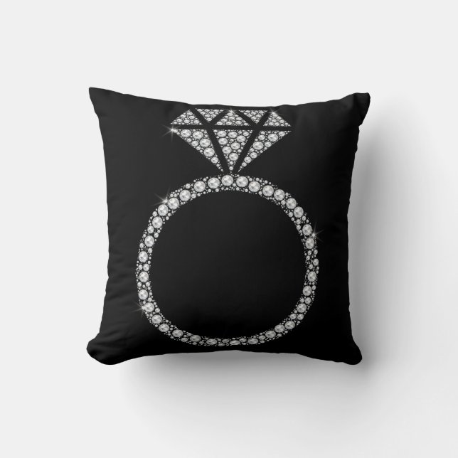 SCHWARZE DIAMOND RING CUSHION WEDD KISSEN (Vorderseite)