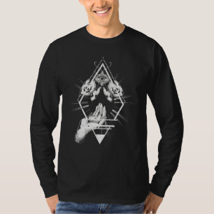 Schwarze, die alle Augeninsekten sehen, Moth-Hamsa T-Shirt