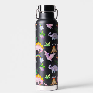 Schwarze Dinotiere Kindergeburtstag Geschenk Trinkflasche