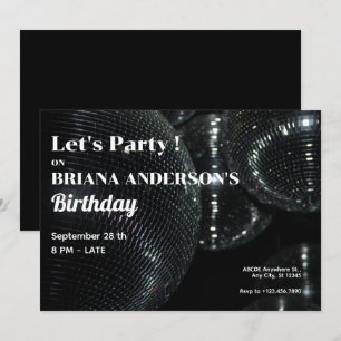 Schwarze Disco-Kugel Einladung